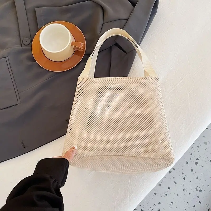 Bolsa de malla con cremallera de gran capacidad, bolsa de almuerzo, bolsa de playa para lavado, Estuche de transporte, neceser de viaje, bolsa de maquillaje, bolsa de cosméticos portátil - imagen 5