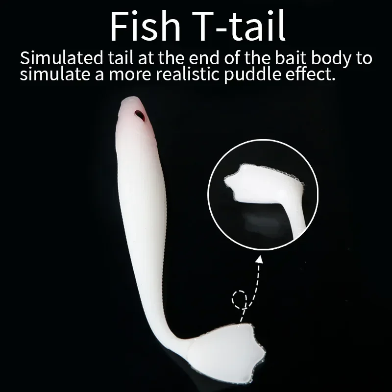 Señuelo de pesca con cola en T, cebo suave de rana y Palma, gancho con manivela, perca de pesca, Boca de pescado mandarín, 95mm, 6G, 75mm, 3G - imagen 5