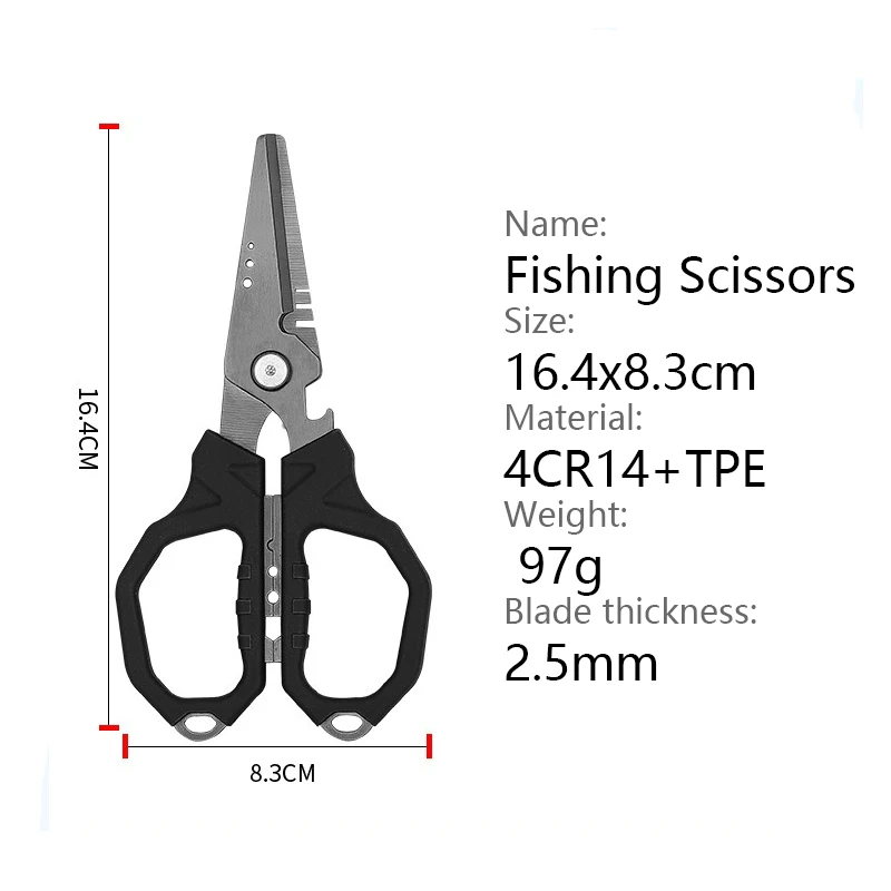 Tijeras de hilo de pescar, herramienta de señuelo multifuncional de corte de plomo para exteriores de acero inoxidable - imagen 5