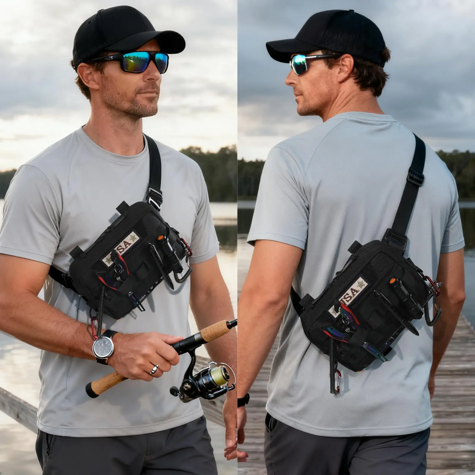 Chaleco táctico para pesca con riñonera integrada - imagen 3