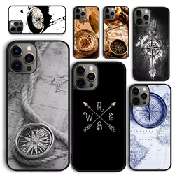 Brújula Wanderlust Vintage mapa funda de teléfono para iPhone 17 Air 16 Coque 15 14 12 13 PLUS 11 PRO MAX contraportada Fundas
