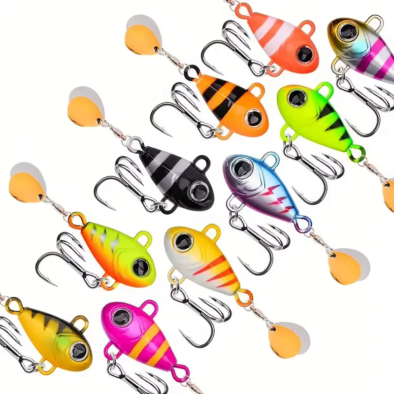 5 unids/caja de señuelos de cuchara de Metal con cucharas brillantes duales, señuelo de pesca de agua dulce y salada, señuelo vibratorio, equipo de pesca duradero - imagen 5