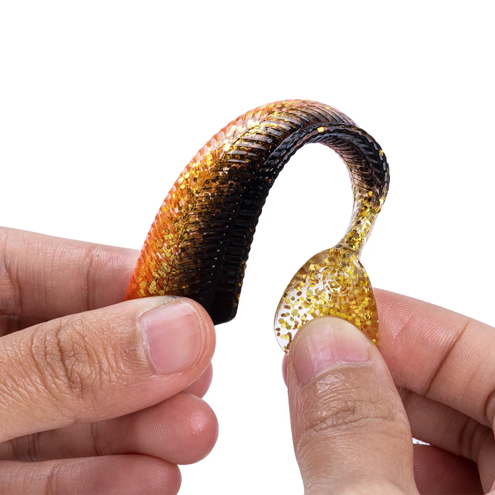 Goture Luna 5 unids/set Kit de señuelo suave Swimbait Jig Head cola de goma señuelo de pesca Artificial 9cm 8g cebo de silicona aparejos de pesca - imagen 3