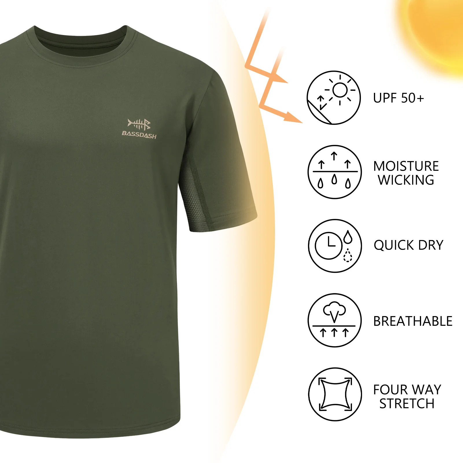 Bassdash Camisetas gráficas para hombre Camisa de pesca de manga corta UPF 50+ Protección solar UV que absorbe la humedad FS36M - imagen 4