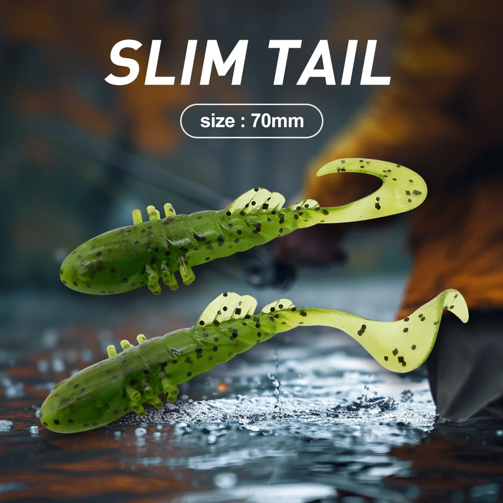 KESFISHING-Nuevos Señuelos de Pesca artificiales de plástico suave, cebos delgados de una sola cola, 70mm, 2,5g, olor atrayente - imagen 2