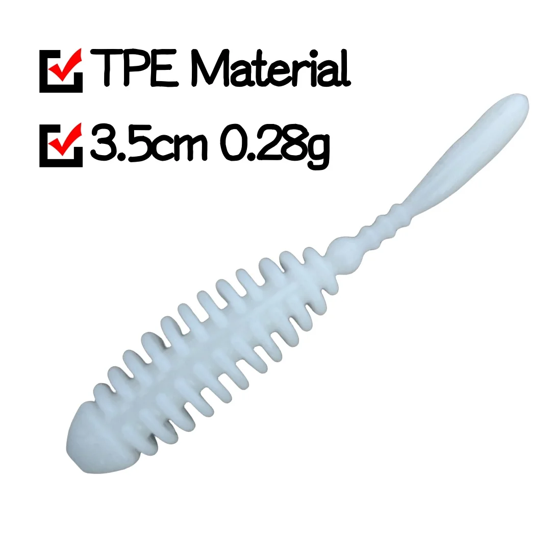 Swolfy 50 Uds TPE flotante Mini señuelo de Pesca suave 0,28g/35mm pequeño cebo de cola en T Wobbler Isca Pesca aparejos de Pesca artificiales - imagen 2
