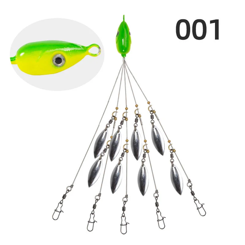NUNATAK Alabama Rig – Anzuelos en cadena con vinilo luminoso para lubina - imagen 4