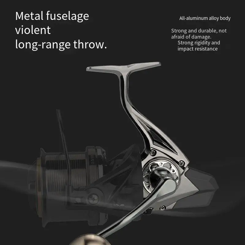 Carrete de pesca grande NAG8000-14000, carrete de cuerpo de Metal, carrete de pesca de agua de mar resistente a la corrosión, 6 + 1Bbs, arrastre máximo de 20KG para peces grandes - imagen 5