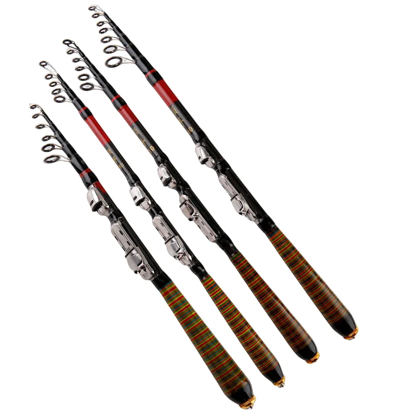 Caña de pescar de viaje portátil, Mini caña de pescar pequeña retráctil, alimentador de carpa de carbono, 1,2 m-2,4 m - imagen 5