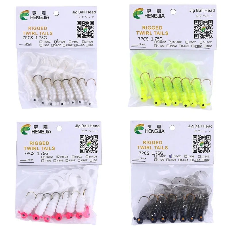 7 Uds cebo suave de silicona de gusano 4,8 cm 2,7g Jigging Wobblers pesca señuelos artificiales de Pvc con ganchos para aparejos de natación de cola de lubina - imagen 3