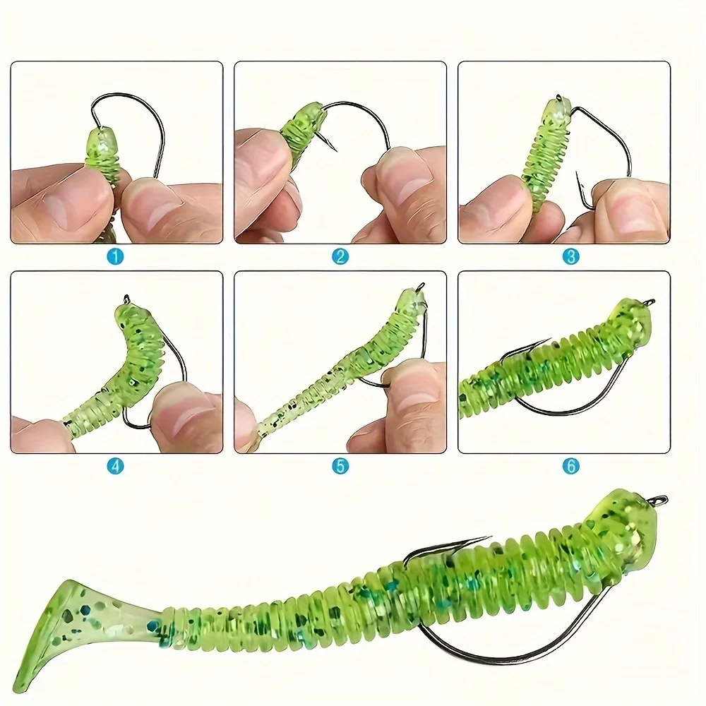 50 unids/lote manivela de acero alto en carbono Offset anzuelos de pesca de gusano anzuelo de púas súper grande negro anzuelo de manivela de espacio ancho 7 tamaños anzuelos - imagen 5