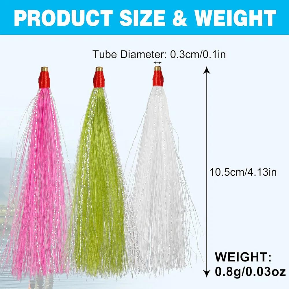 Señuelos de pesca Bucktail, tubo de cobre de agua salada, falda de curricán, señuelo para aparejo de flouder, tapones de pesca, 3 uds. - imagen 2