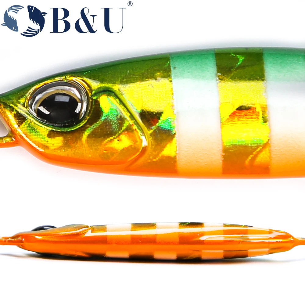 B & U-Slow Jig-Cuchara de jigging de Metal para pesca en el mar, láser de impresión 3D, cebo Artificial, señuelos de pesca en barcos, señuelos de peces súper duros - imagen 5