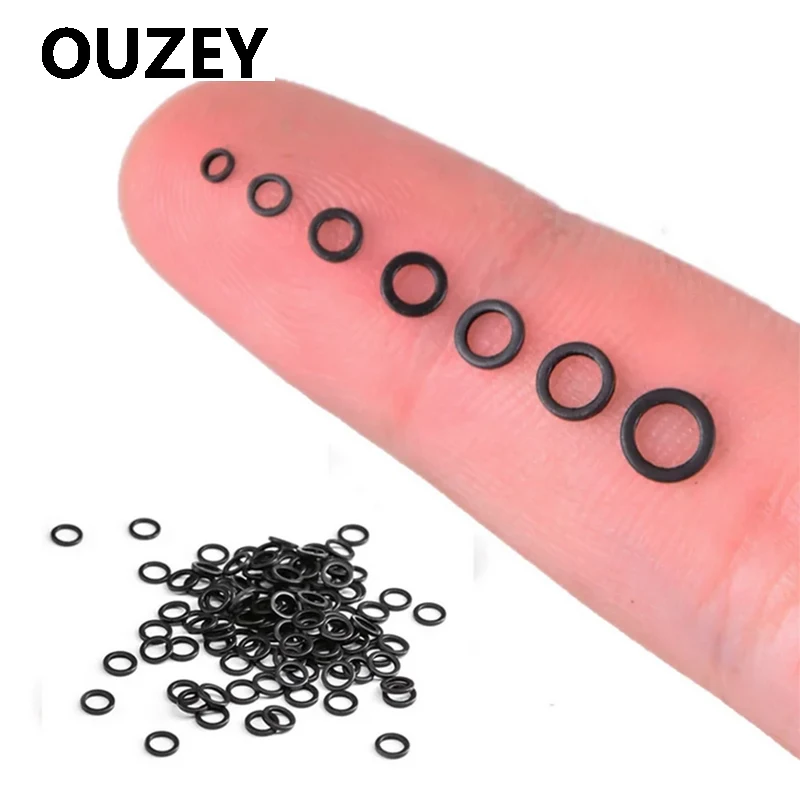 OUZEY 100 Uds pesca de carpa conector redondo anillo aparejo acero inoxidable cambio rápido negro mate O anillos accesorios aparejos - imagen 2
