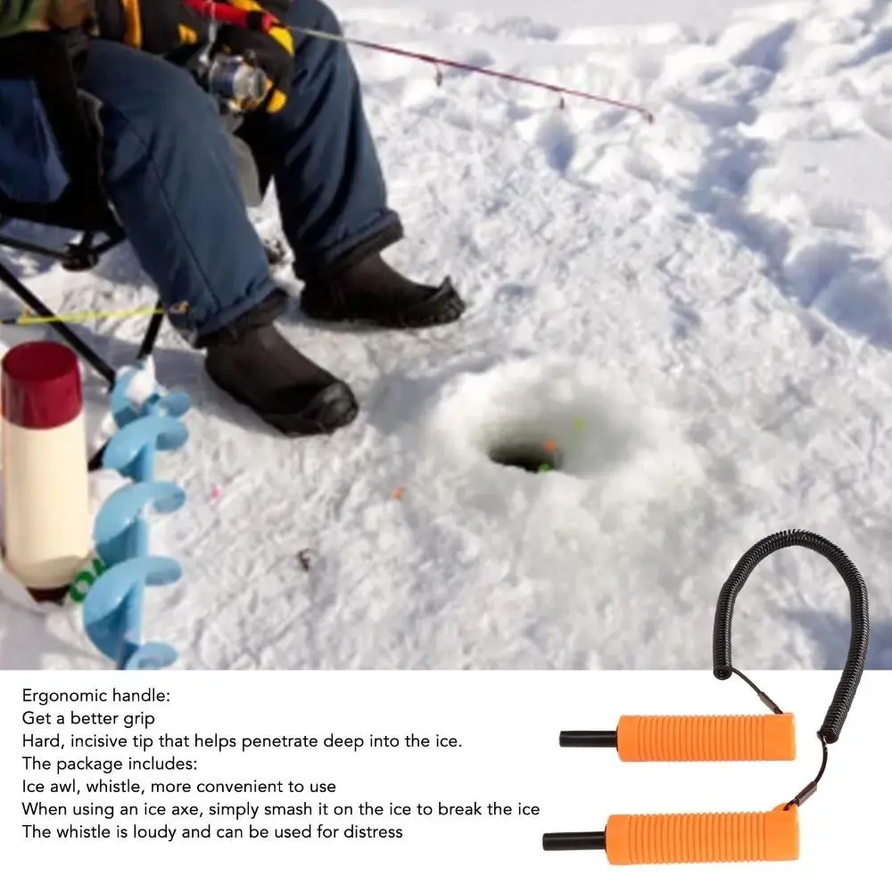 Picador hielo retráctil con silbato emergencia – Agarre cómodo pesca - imagen 3