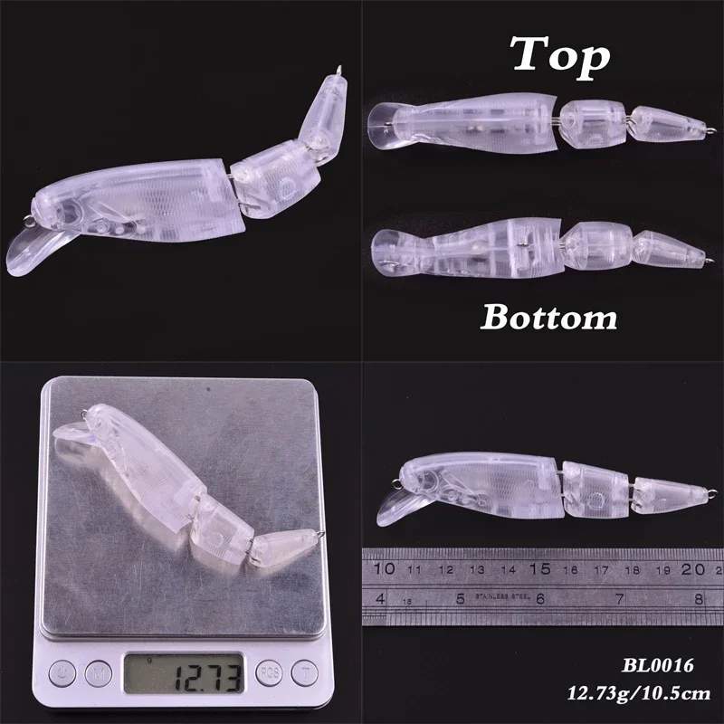 Wobbler-señuelos de pesca de Lucio, cebo Artificial en blanco con múltiples secciones articuladas, Crankbait, cebo de pez falso sin pintar, bricolaje - imagen 3