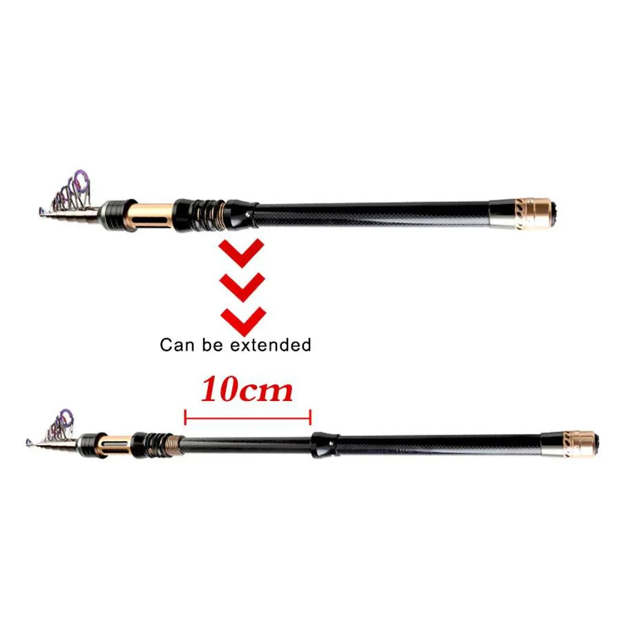 Caña de pescar de carpa de 1,8 M-3,0 M, caña de pescar telescópica de fibra de carbono, caña de pescar dura, caña de pescar giratoria - imagen 3