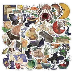 50 Uds. Pegatinas de grafiti de estética de bruja Retro, pegatinas para teléfono, guitarra, portátil, maleta, taza, pegatina impermeable, juguete para niños