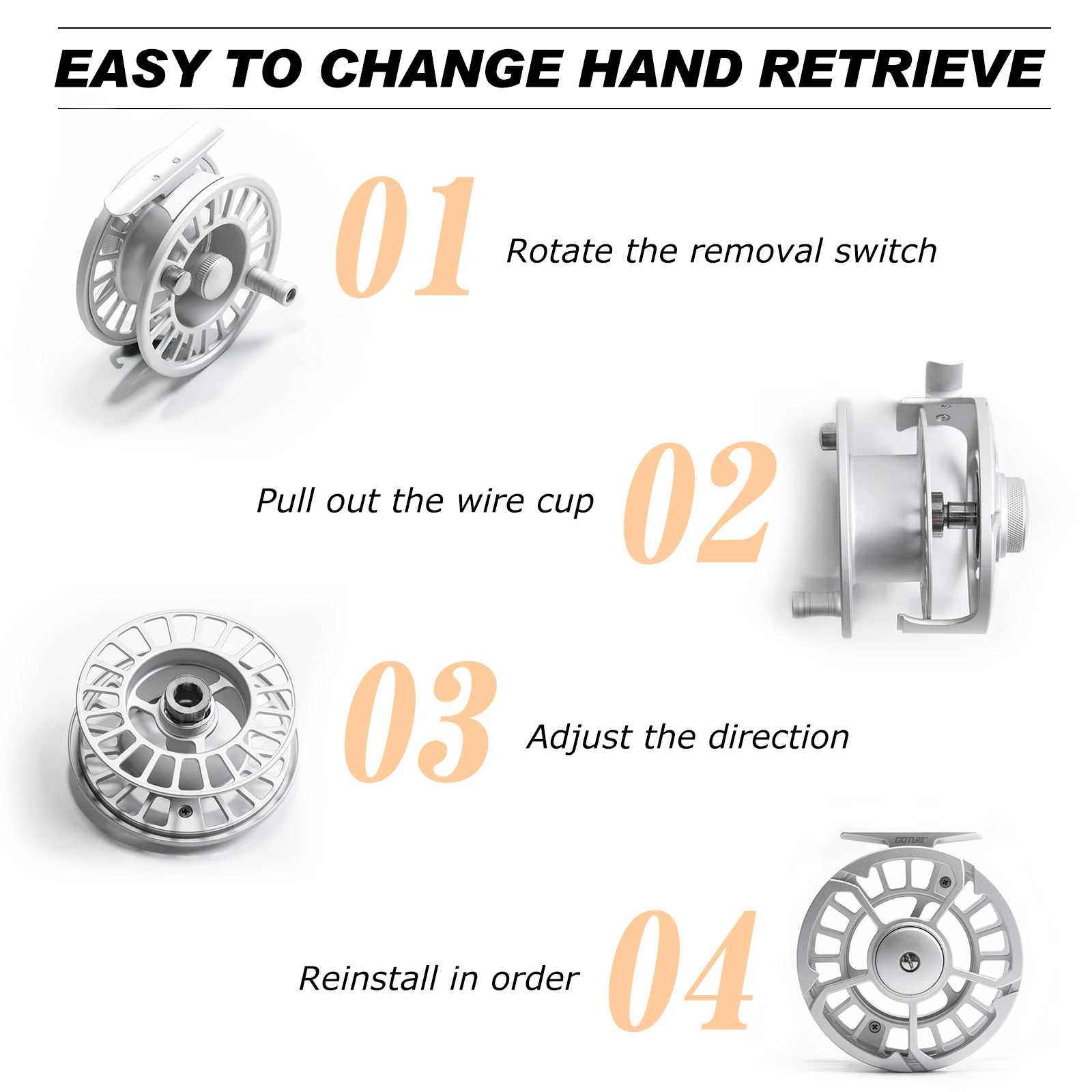 Goture 3/4 5/6 7/8 9/10WT carrete de pesca con mosca 2 + 1 BB relación de velocidad CNC mecanizado cuerpo de aleación de aluminio carretes de pesca Takce - imagen 5