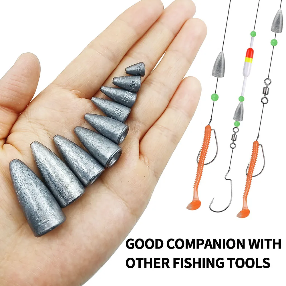 Pesos de pesca Bullet Sinker agua salada 10g 15g 20g 30g 40g pesas de gusano de plomo para aparejos de pesca de lubina de Texas Carolina - imagen 2