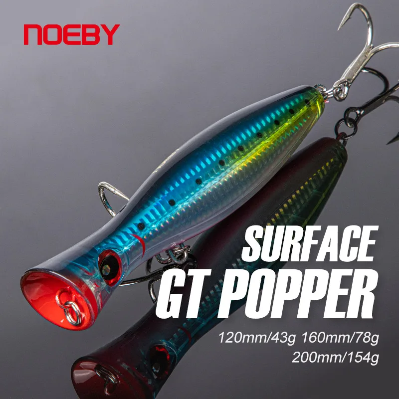 Señuelos de pesca Noeby-Big Game Popper, cebo duro Artificial para pesca en agua salada GT, Wobbler Topwater, 12cm,43g,16cm,78g,20cm,155g