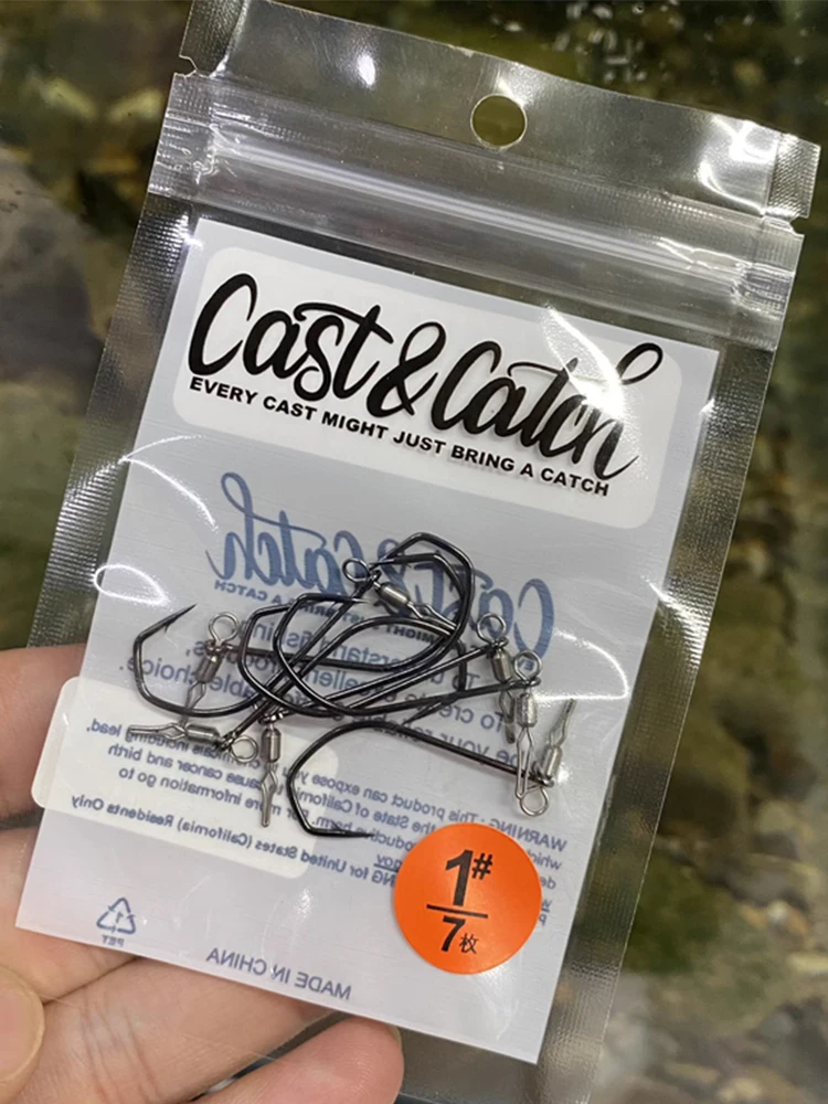 Ganchos Dropshot giratorios Cast&Catch 1 #   7 Uds anzuelo de bajo anzuelo de cebo suave anzuelo de pescado para plataforma de tiro hacia abajo - imagen 4
