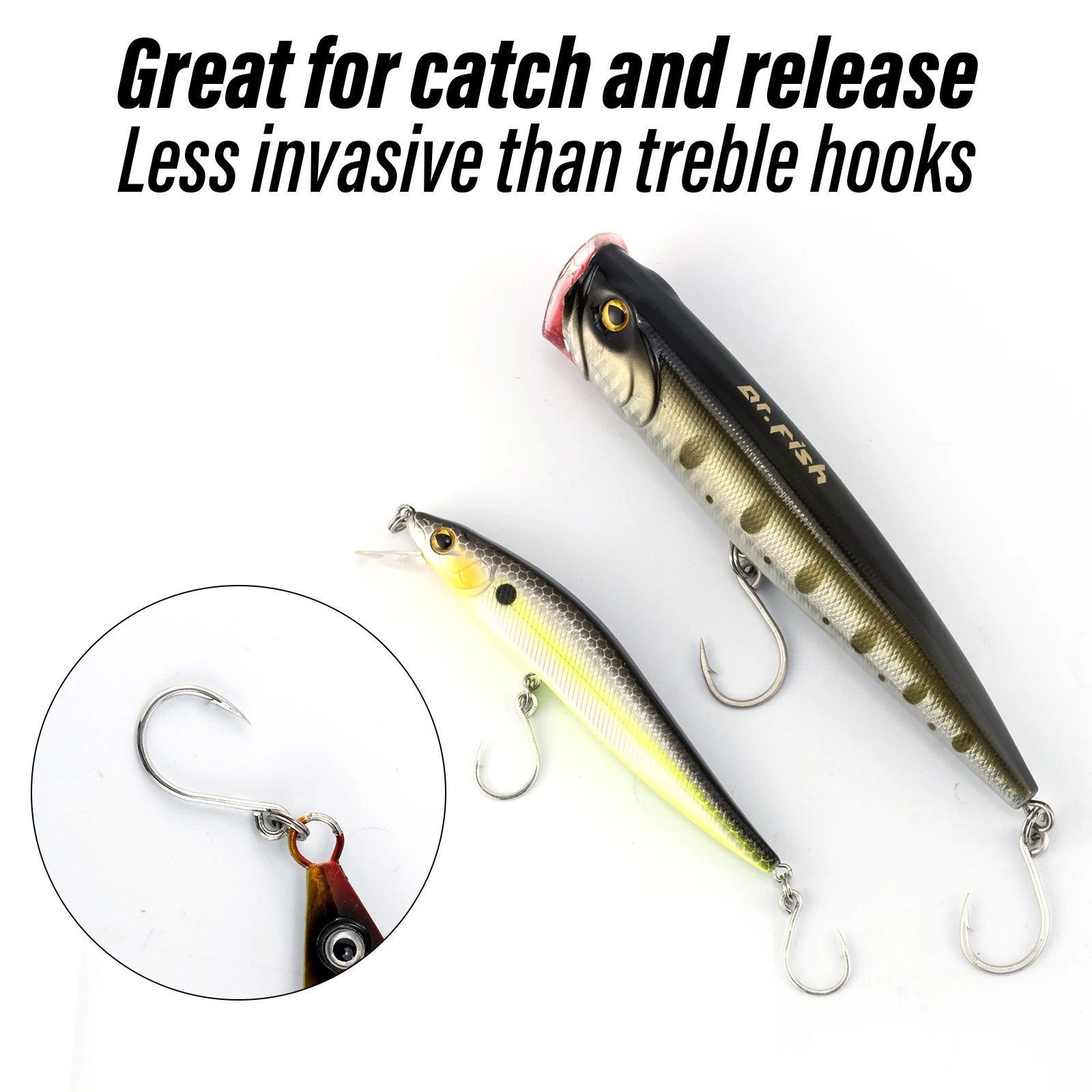 30/60 Uds gancho de repuesto para pesca anzuelo en línea gancho individual de ojo grande para cebo duro Spinnberbait Popper plantilla de Metal Crankbait - imagen 5