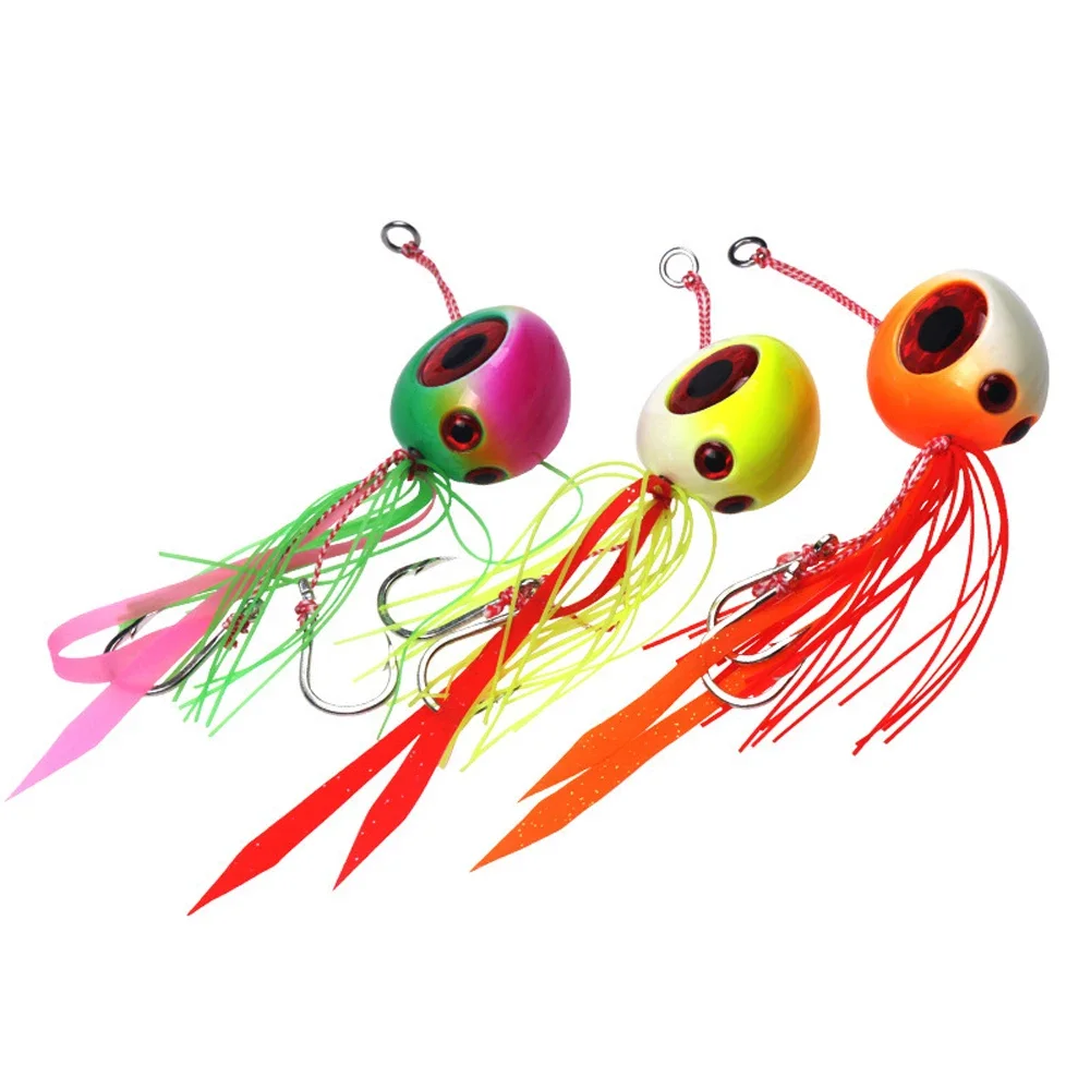 Señuelo luminoso para pesca en barco, cabeza de plantilla con ojos 3D, señuelos Jigging de hundimiento de goma, 60g, 80g, 100g, 120g, 150g, 200g, nuevo - imagen 2