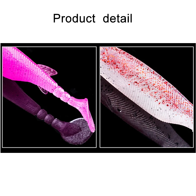 WATER SNIPER-Señuelos de Pesca de silicona, ojos de pez 3D, cola en T grande, Swimbait para pesca de Lucio, perca, 75mm, 8 Uds. - imagen 3