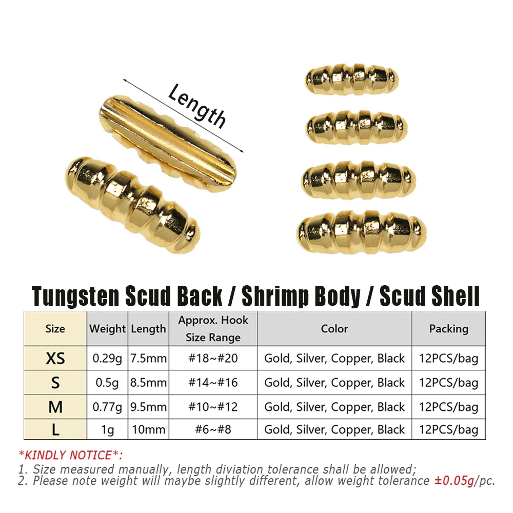 Bimoo-Cuentas traseras de tungsteno de 12 piezas, ninfa, cuerpo de Camarón, Jigs, Scud, materiales de atado de moscas, hundimiento rápido, 0,29g, 0,5g, 0,77g - imagen 2