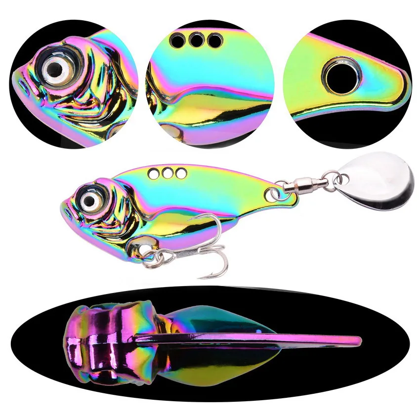 Juego de cebos duros artificiales para Pesca, cebo giratorio de Metal con vibración Vib, ojos 3D, 10 piezas, para invierno - imagen 4