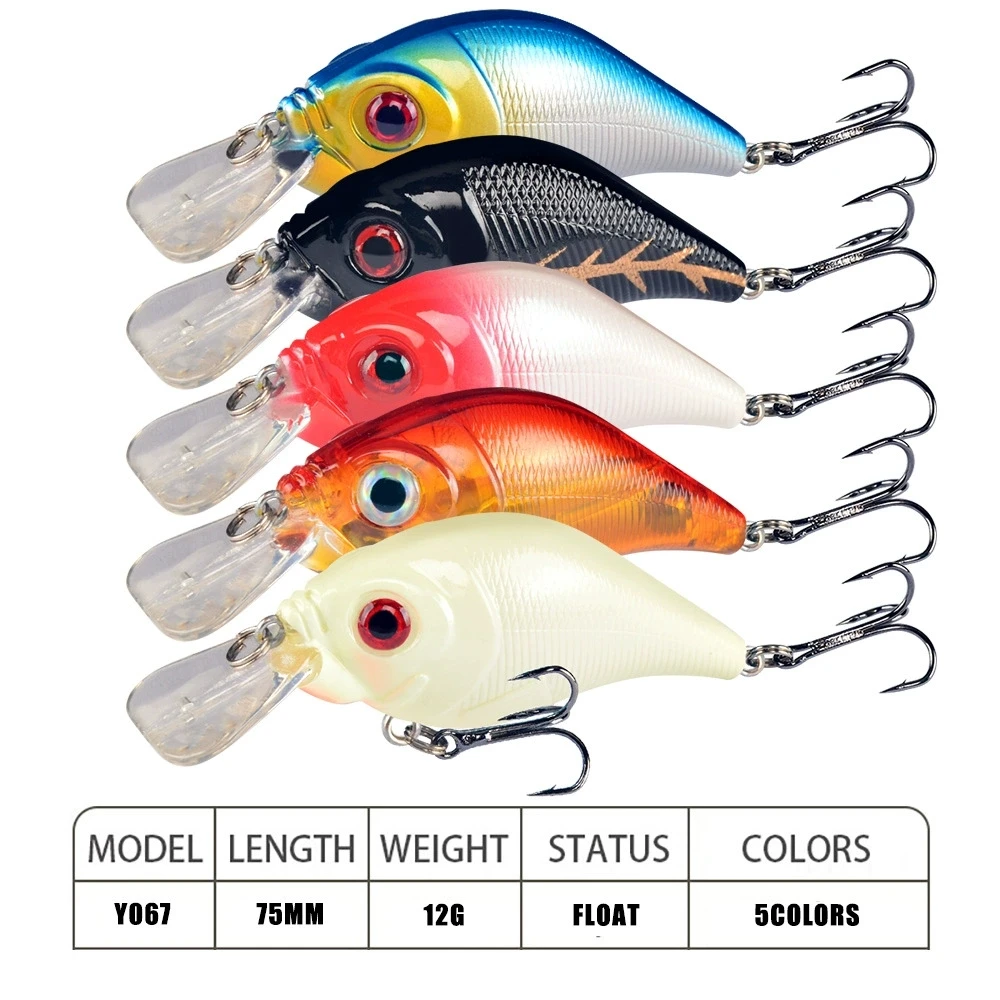 1 Uds ojos 3D 7,5 cm 12g señuelos duros VIB pesca cebo de pececillo anzuelos triples hundimiento Crankbait Wobblers aparejos de pesca - imagen 2