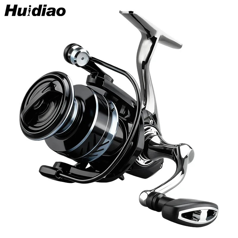 Huidiao XF carrete de pesca giratorio sólido en roca carrete de Metal/mango/pie 26,5 LB arrastre máximo 5,2: 1 serie 2000-7000 para pesca con señuelo