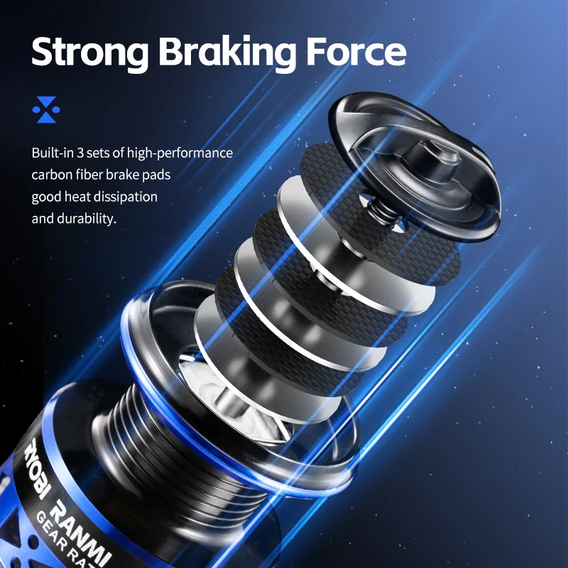 Rooblinos-carrete de pesca giratorio easing, accesorios de aparejos de Metal para agua salada o dulce, 800-7000 - imagen 5