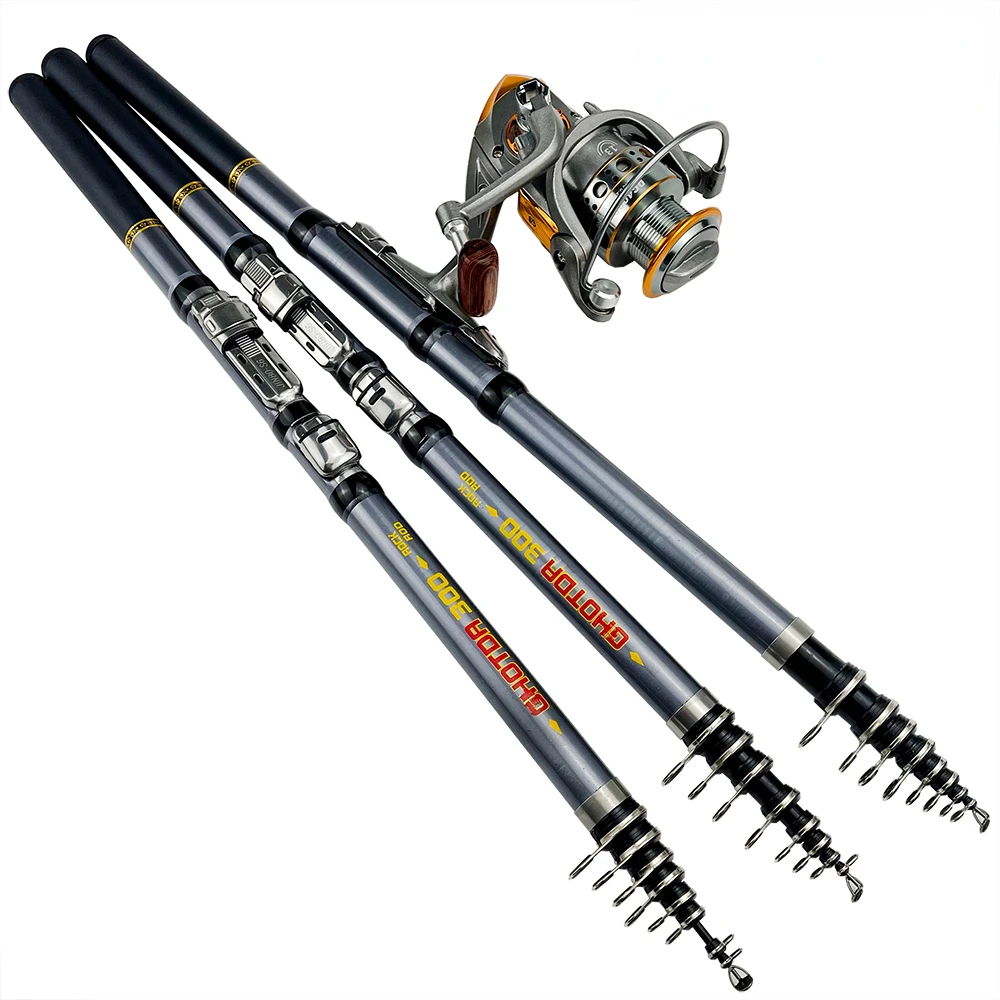 Caña de pescar portátil para Roca, combinación de carrete giratorio 1000, 2000, 3000, resistente, duradera, de viaje, 1,5 m, 1,8 m, 2,1 m, 2,4 m, 2,7 m, 3,0 m - imagen 2