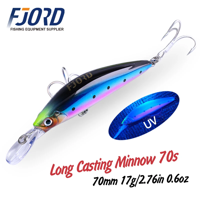 FJORD 70mm 17g pececillo de hundimiento pesado 11 colores para elegir cebo Artificial duro láser plástico profesional señuelo de pesca de agua de mar