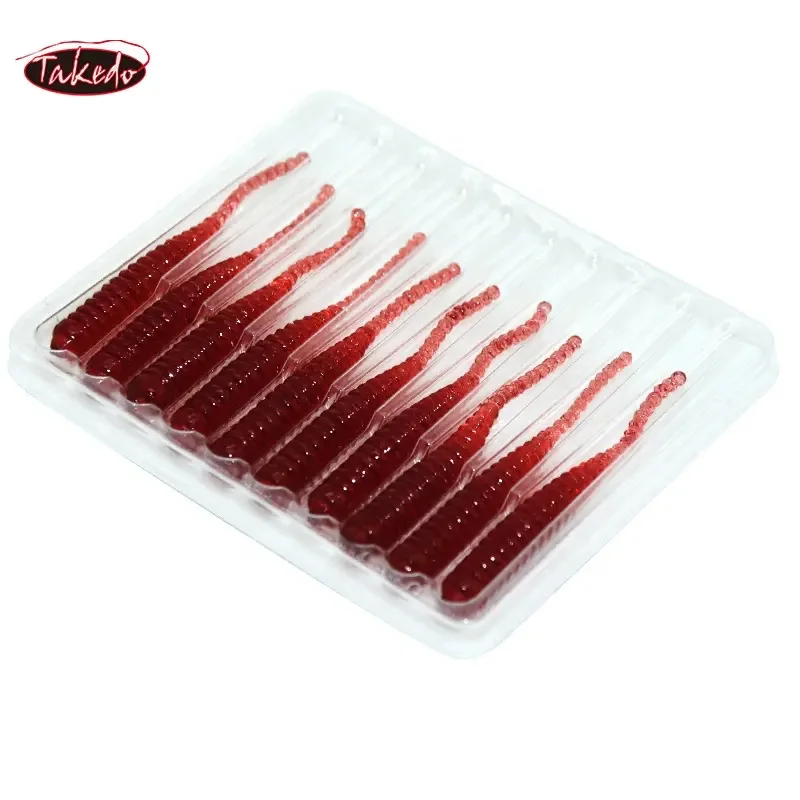 TAKEDO-Cebo de plástico blando LD23, 40mm, 0,4g, 10 unids/lote por bolsa, Material TPR, cola de aguja, para pesca