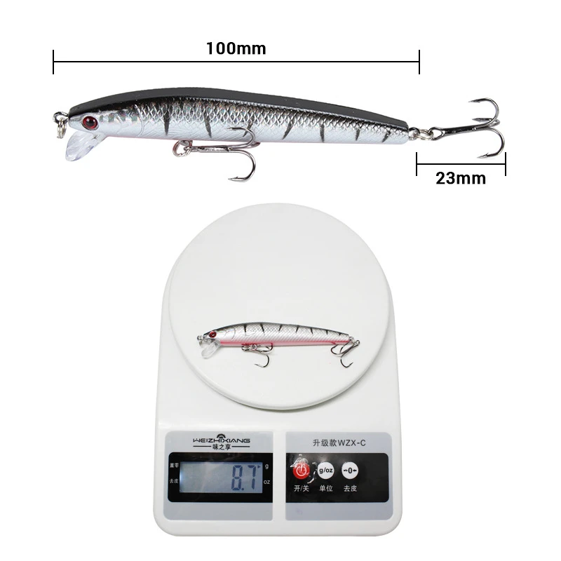 Señuelo de pesca de pececillos, cebo duro de plástico Artificial flotante de 95mm y 8g, ojos 3D, Crankbait, uds, Swimbait, 1 aparejos de pesca lubina