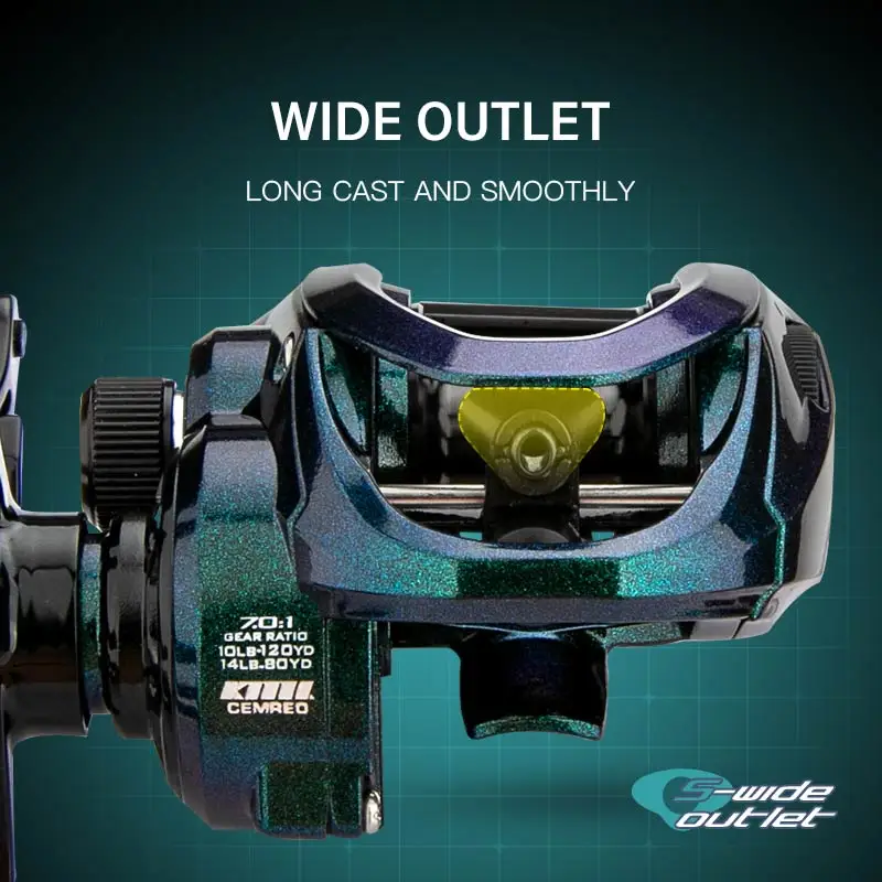 Carrete de pesca CEMREO Bait Casting, sistema de freno magnético de arrastre de 7kg, 7,0:1, carrete de cuerpo pequeño, aparejos de pesca, lubina, trucha, pesca de carpa RS - imagen 5
