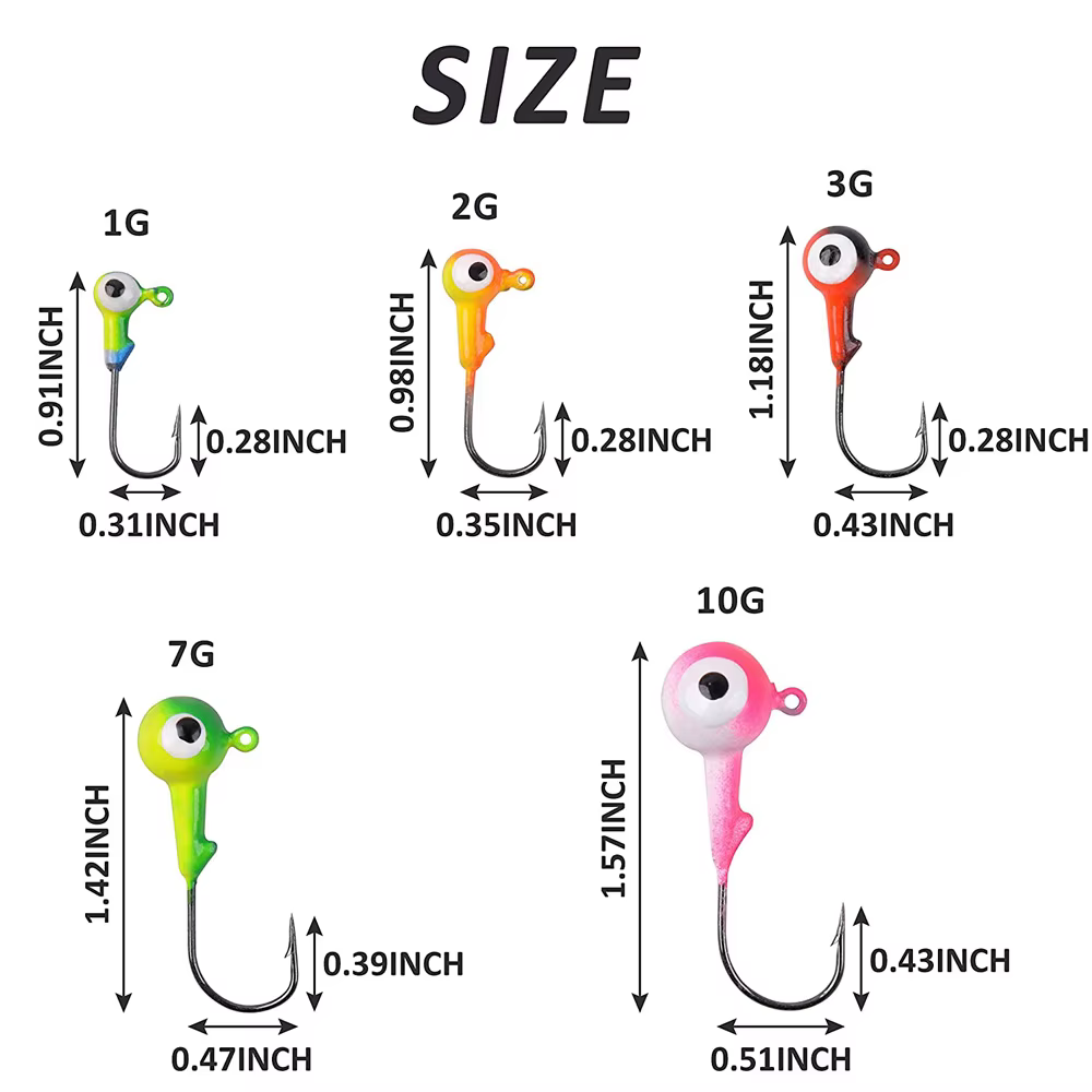 80 uds/50 uds/30 Uds anzuelo con cabeza de anzuelo de manivela con ojos dobles bola redonda cabeza de plantilla de plomo anzuelo de pesca para lubina trucha suave señuelos de gusano - imagen 4