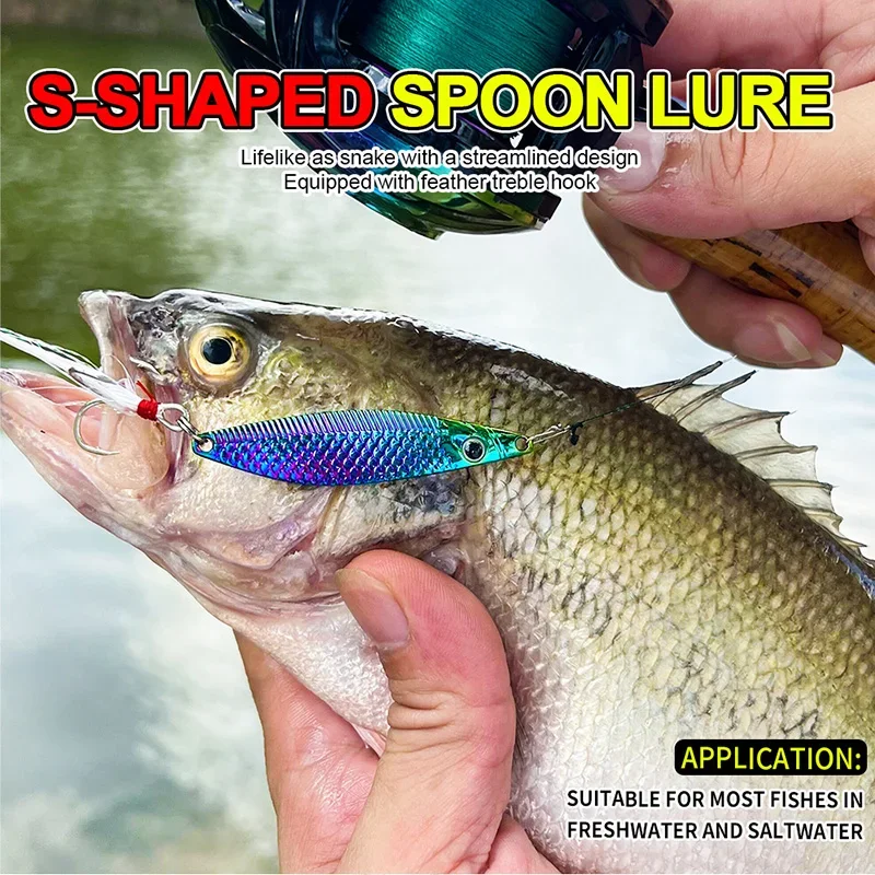 Señuelo metálico vibratorio con purpurina para pescar, cebo artificial para capturar peces como la trucha, la lubina y el lucio - imagen 2