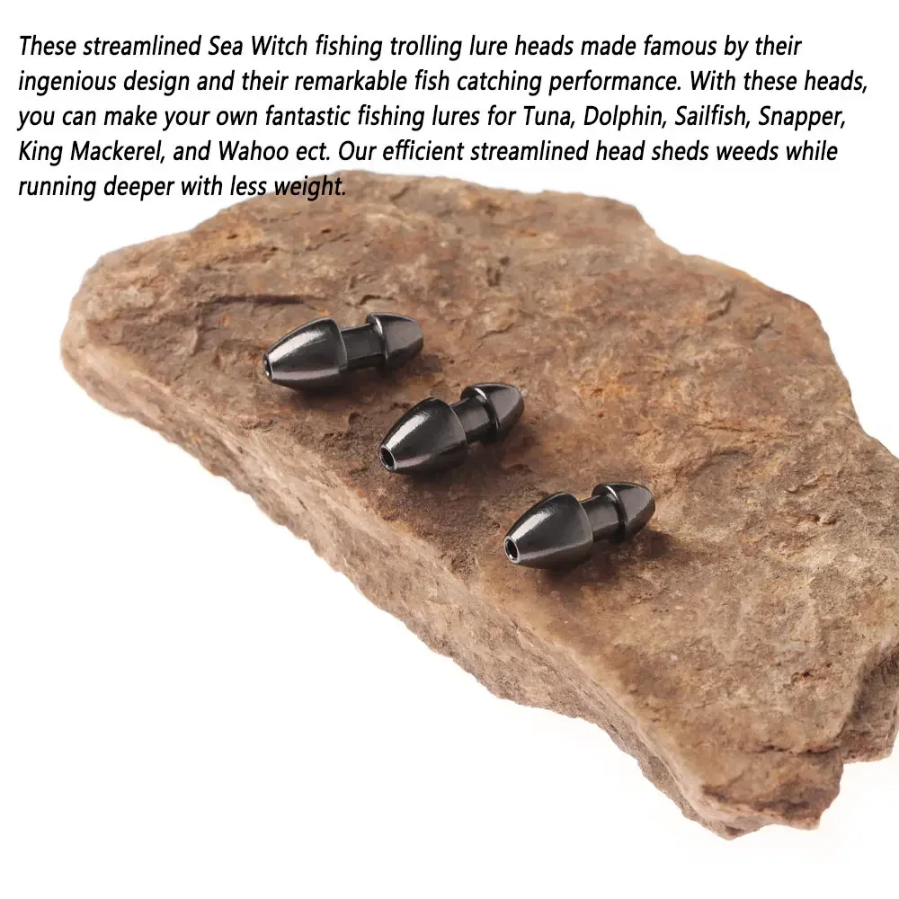 Bimoo, 5 uds., cabeza de señuelo de curricán de bruja de mar, 3,3g, plomo de alta resistencia, Mylar Flash Teaser, plantilla de cola, señuelos DIY, plantillas de agua salada para atún - imagen 5