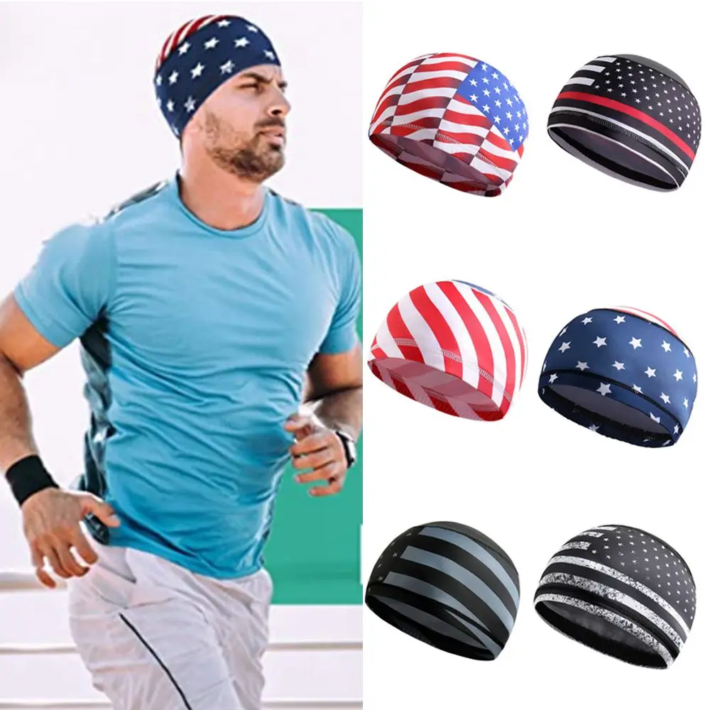 Gorro de pirata de tela con cúpula para correr, gorro deportivo transpirable con estampado de bandera, forro para casco, gorro de ciclismo - imagen 3