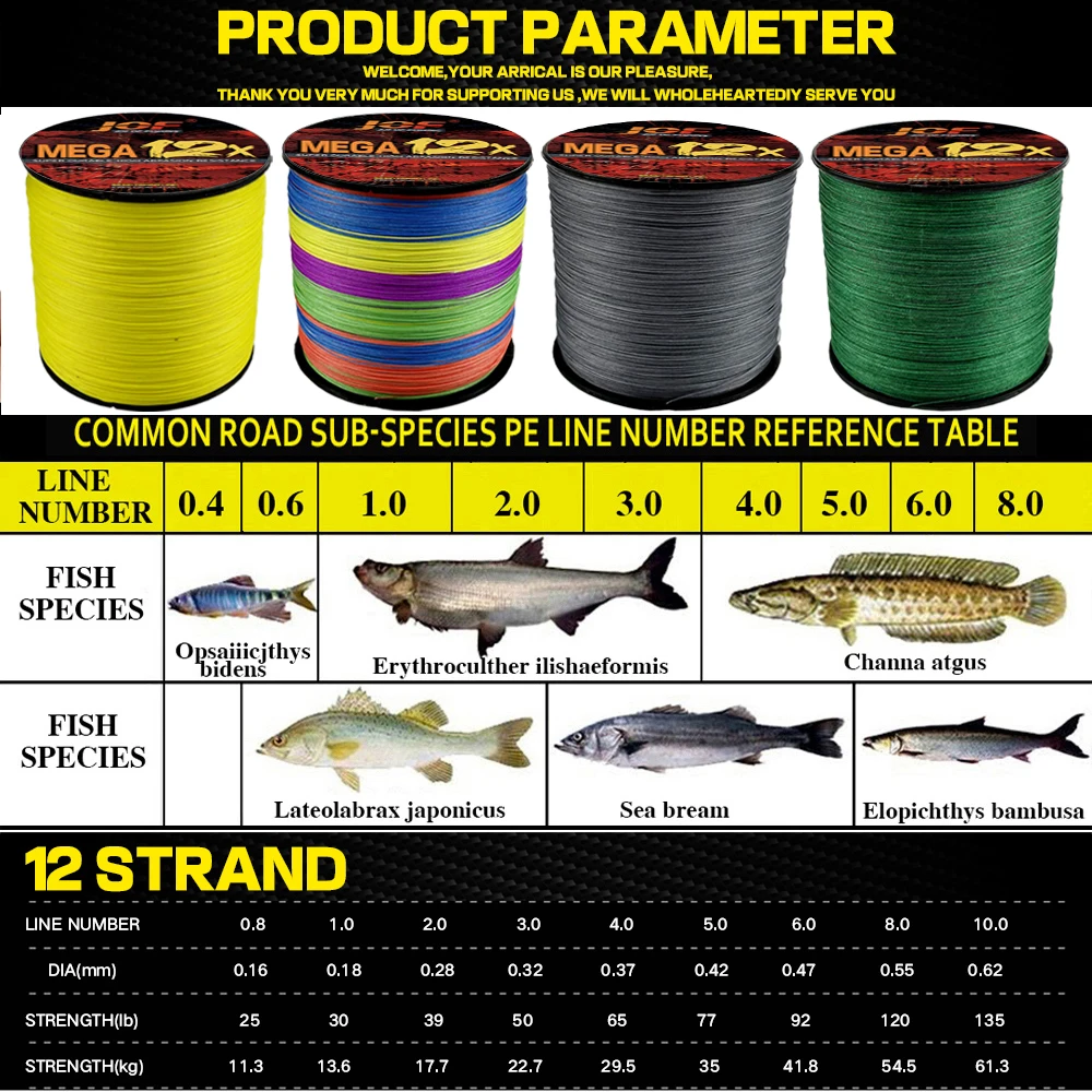 Sedal trenzado de 12 hebras para pesca de carpa, 11,3 KG-54,5 KG, para pesca de juego grande, de agua dulce, 500M, 1000M, PE, alambre multifilamento superfuerte - imagen 4