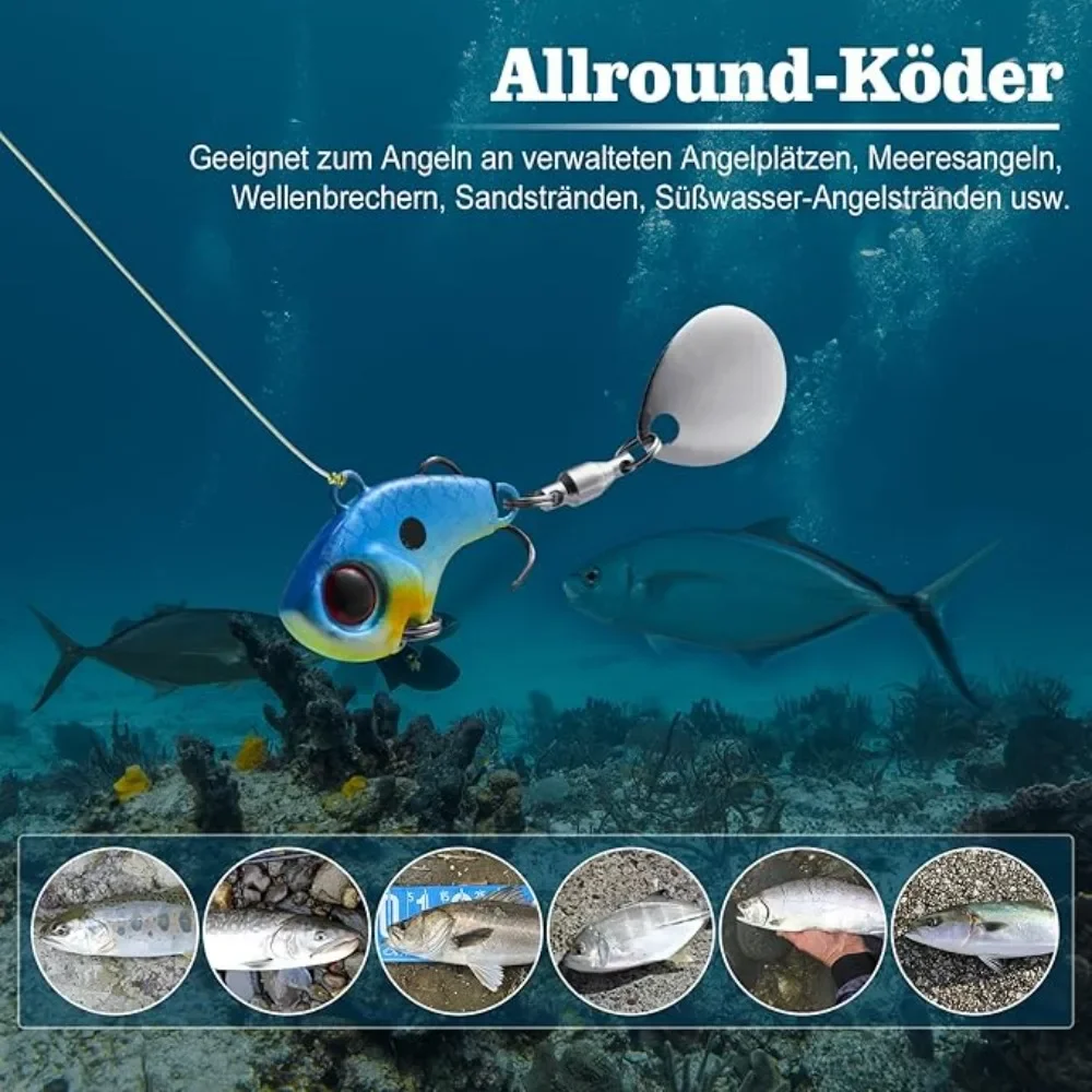 Goture 6g 10g señuelo de pesca 3D ojos rojos Jig Spinner Set Spinner pesca Spinner hoja cebo para lubina trucha agua dulce agua salada - imagen 5