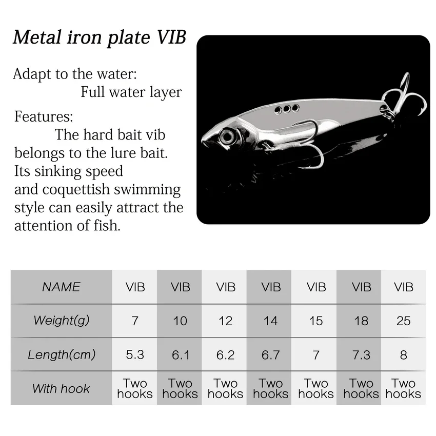 1 Uds Metal VIB 7g 10g 12g 14g 18g señuelo de pesca cuchara vibratoria Spinner Crankbait Bass cebo duro Artificial cigarra aparejos de pesca - imagen 2