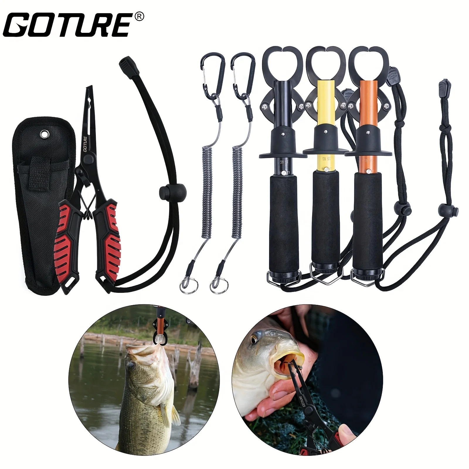 Juego de pinzas de pesca Goture, herramienta de pesca multifuncional para quitar anzuelos, corte de línea, sujeción de peces, equipo de pesca - imagen 3