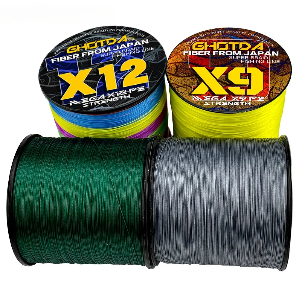 Línea de pesca de alambre trenzado de PE, 100M, 300M, 9/12 hebras, 0,14mm-0,55mm, 20LB-120LB, líneas de pesca de carpa multifilamento fuertes Multicolor - imagen 3