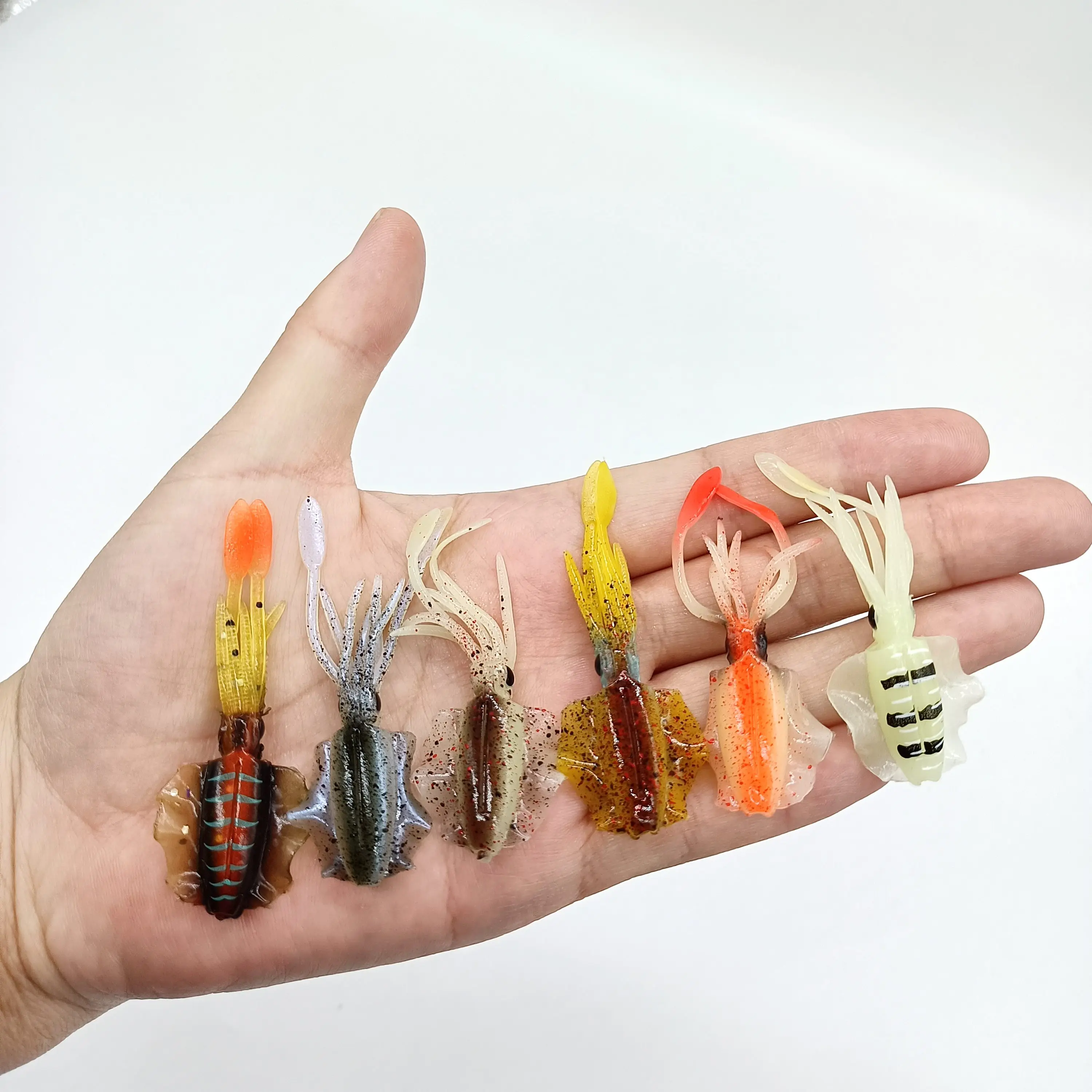 DUODUOYU, 1 Uds., Mini señuelo de pesca de calamar suave, 6cm, 2g, plantillas luminosas de calamar UV para pesca en agua dulce, cebo Wobbler, aparejos de pesca - imagen 2