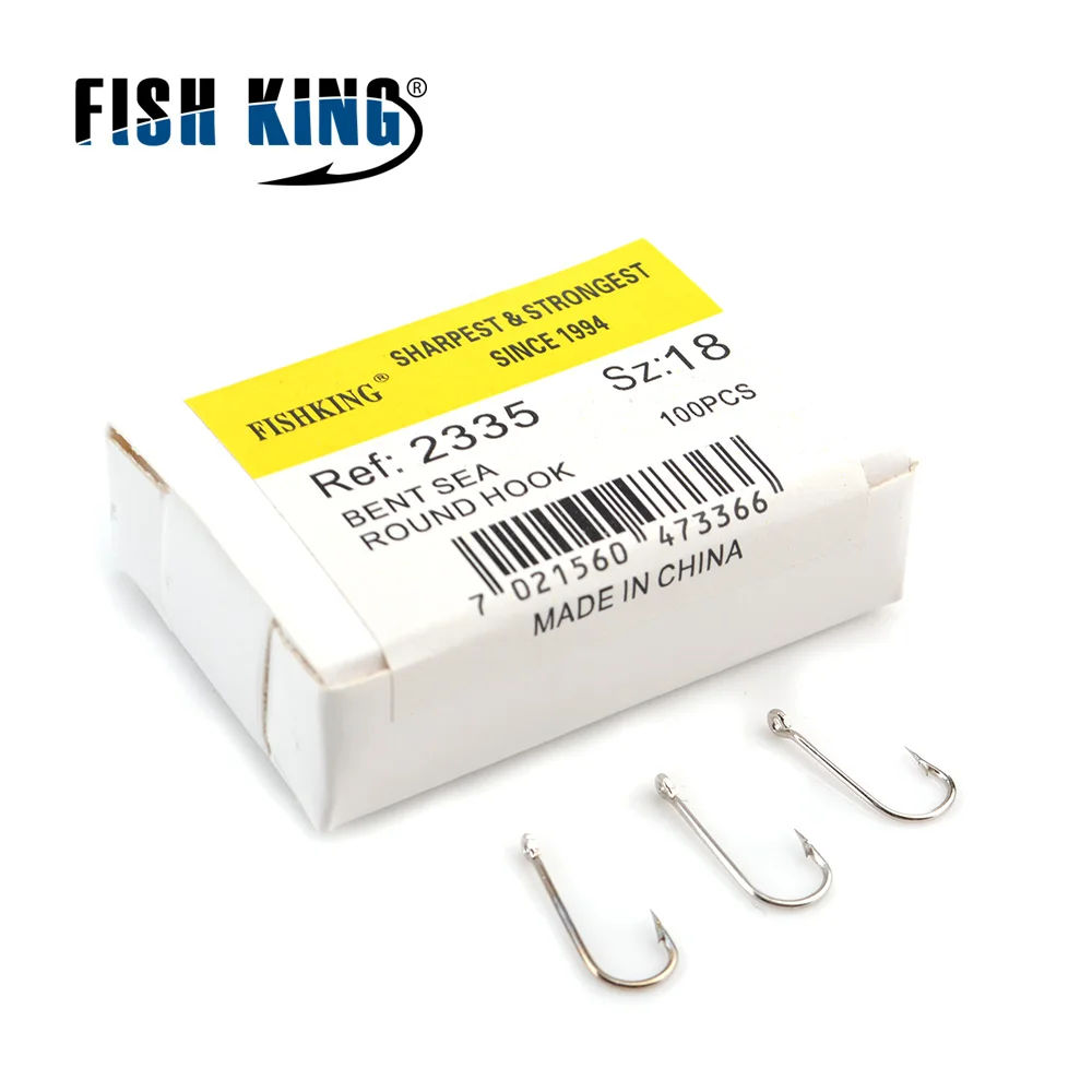 FISH KING-anzuelo de pesca redondo de acero con alto contenido de carbono, anzuelo de púas con anillo 10-20 #, accesorios de pesca de carpa, 100, piezas, 2335 - imagen 2